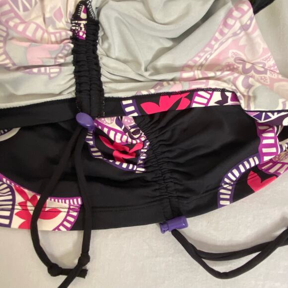 Athleta Tankini Top Womens Small Racer Back Multicolor Abstract Print Molded Cup - Picture 11 of 11